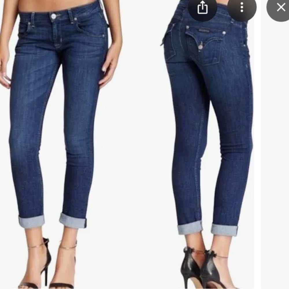 Hudson NWOT Bacara Cropped Straight Cuffed Women's Blue Jeans Sz 28